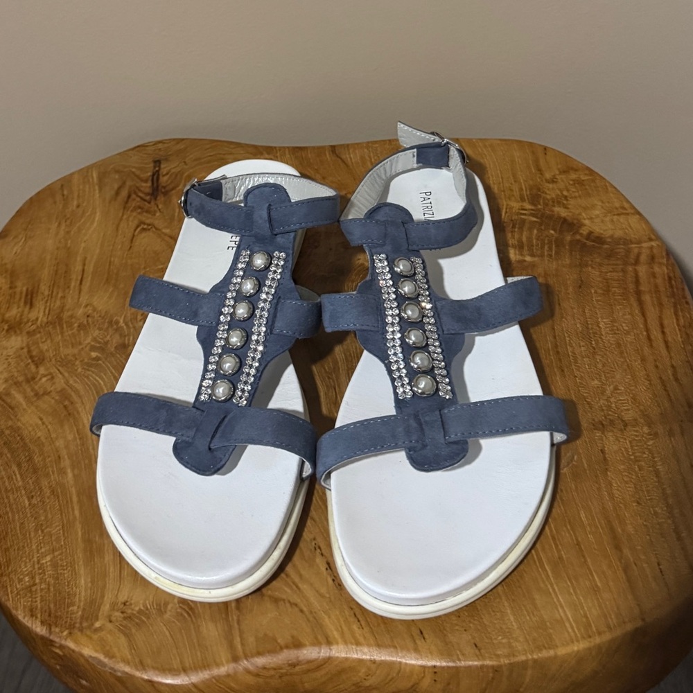 Patricia Pepe Sandals with Pearl and Rhinestone Accents Size 39